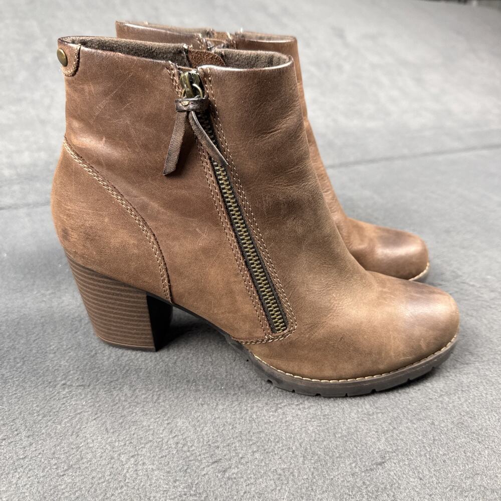 Clarks Mission Alfa Ankle Boot, Brown Oily, Women's Size 9M